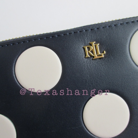 NWT Lauren Ralph Lauren Polka Dot Debossed Leather Continental Wallet - Picture 7 of 10
